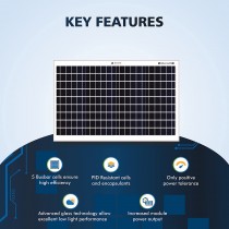 50 Watt - 12 Volt Monocrystalline PERC Bluebird Solar Panel