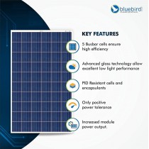 Bluebird 275 Watt 24 Volt Polycrystalline Solar Panels, BIS Certified