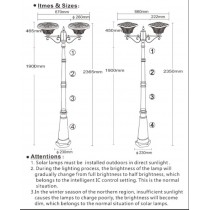 16W TWIN HEAD SOLAR  GARDEN LIGHTS DOUBLE LIGHT WITH POLE