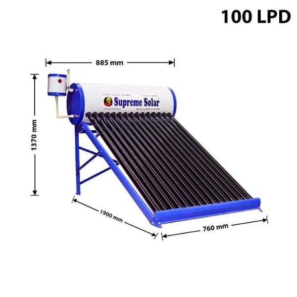 100 LPD ETC Supreme Solar Water Heater Aux Model